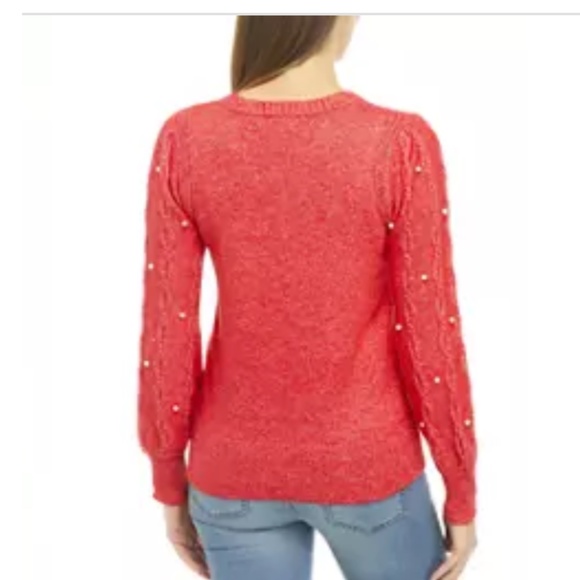 Brown and Ivy pearl embellished balloon sleeve sweater. Worn a few times - Picture 2 of 5